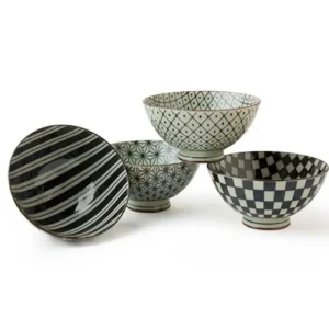 MIYA Company Bowl Sets | Retro Black & White 4.5" Rice Bowl Set
