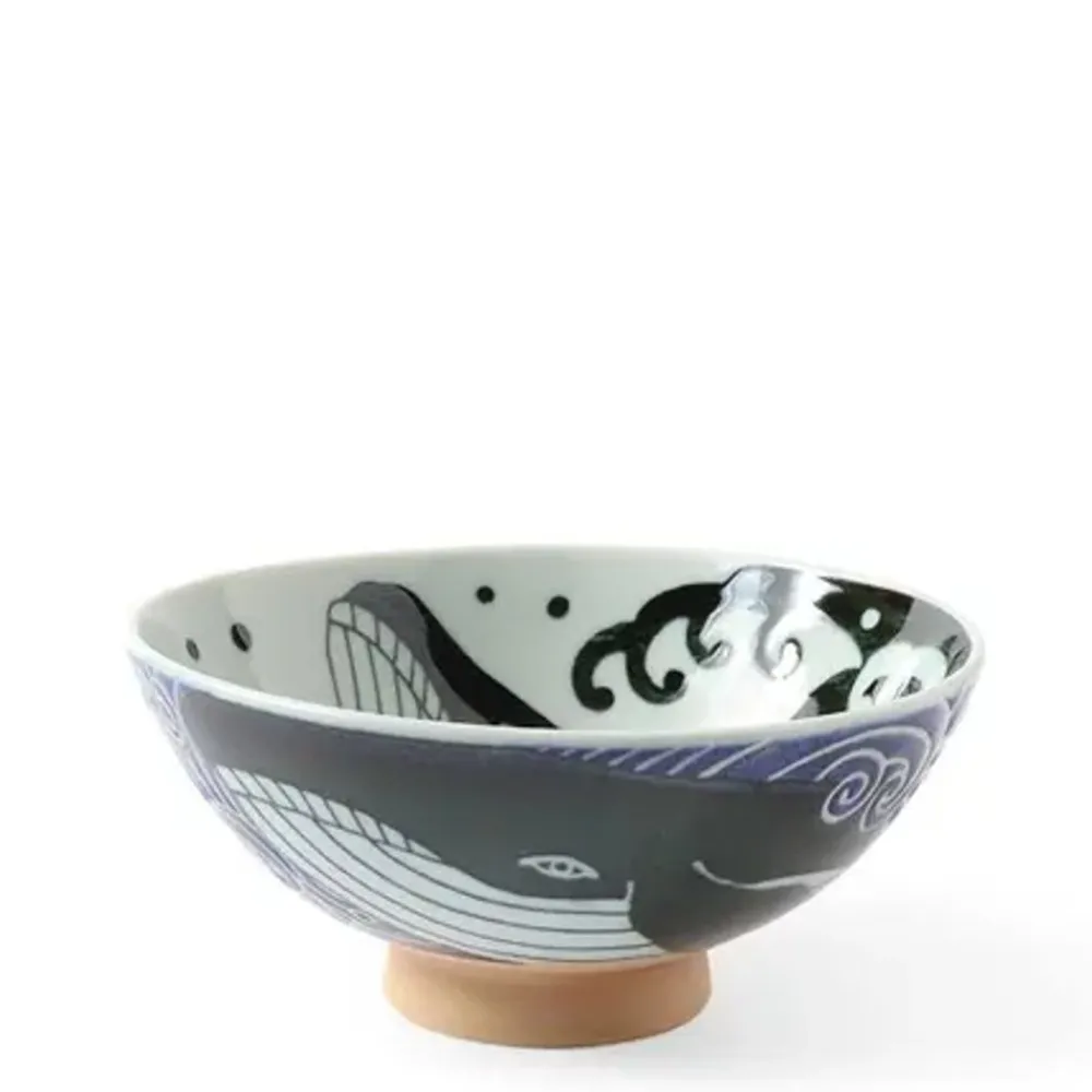 rice_bowl_blue_whale_waves_xl__0.webp MIYA Company Bowls | Rice Bowl Blue Whale Waves (Xl) 5-3/4"