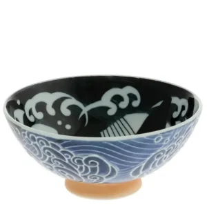 MIYA Company Bowls | Rice Bowl Blue Whale Waves (Xl) 5-3/4
