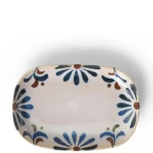 MIYA Company Medium Plates | Rustic Blue Floral Rectangle Plate