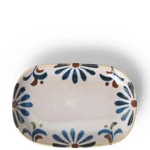 MIYA Company Medium Plates | Rustic Blue Floral Rectangle Plate