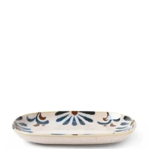 MIYA Company Medium Plates | Rustic Blue Floral Rectangle Plate