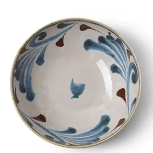MIYA Company Shallow Bowls | Rustic Blue Vines 8.5