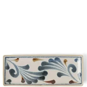 MIYA Company Medium Plates | Rustic Blue Vines Rectangle Plate