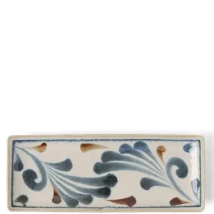 MIYA Company Medium Plates | Rustic Blue Vines Rectangle Plate