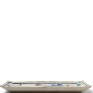 MIYA Company Medium Plates | Rustic Blue Vines Rectangle Plate