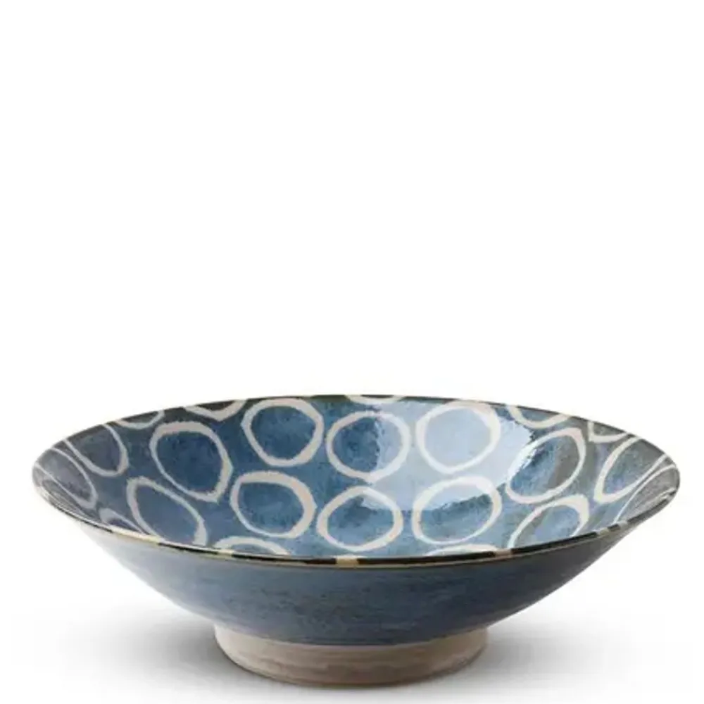 rustic_white_circles__serving_bowl_0.webp MIYA Company Serving Bowls & Plates | Rustic White Circles 9.75" Serving Bowl
