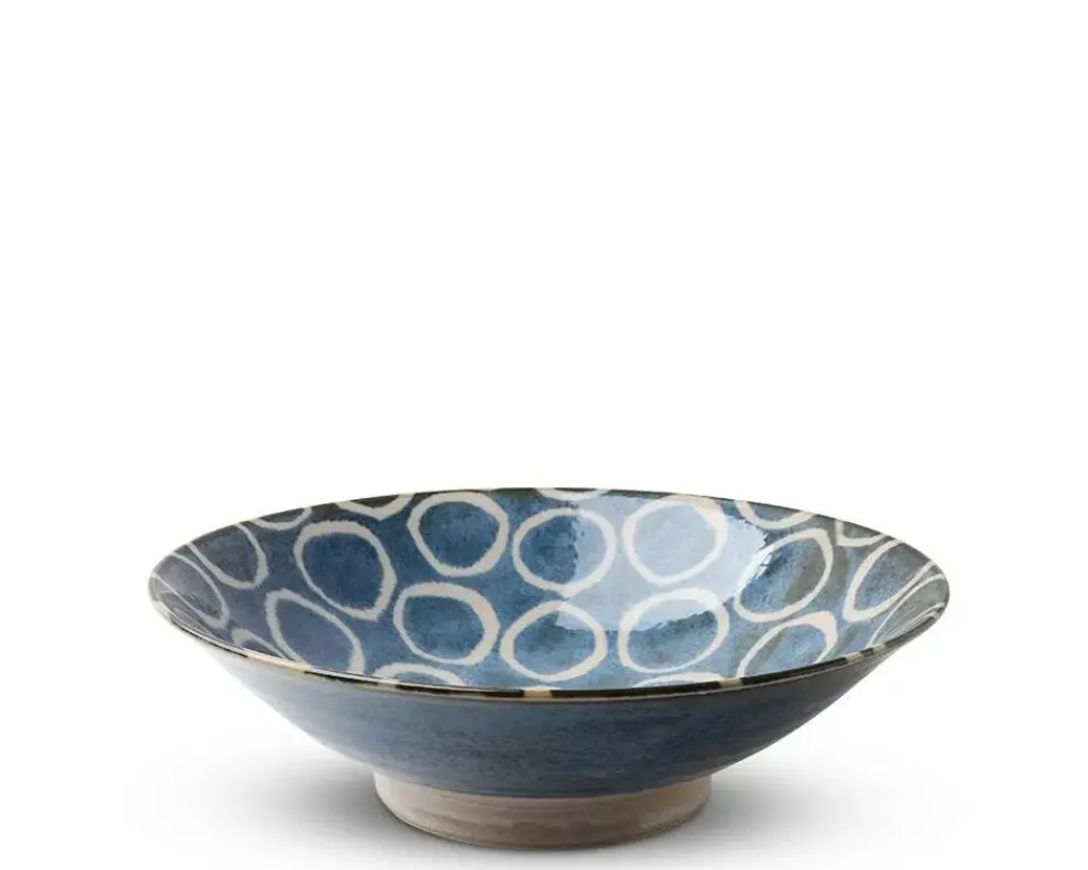 rustic_white_circles__serving_bowl_1.webp MIYA Company Serving Bowls & Plates | Rustic White Circles 9.75" Serving Bowl