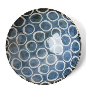 MIYA Company Serving Bowls & Plates | Rustic White Circles 9.75