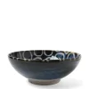 MIYA Company Shallow Bowls | Rustic White Circles 8.5" Shallow Bowl