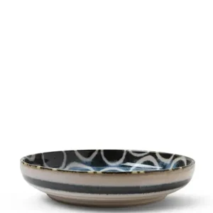 MIYA Company Shallow Bowls | Rustic White Circles 7.75" Shallow Bowl