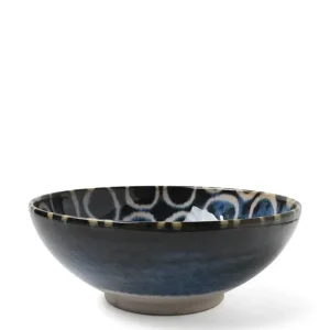 MIYA Company Shallow Bowls | Rustic White Circles 8.5" Shallow Bowl