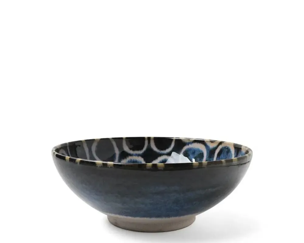 rustic_white_circles__shallow_bowl_1-1.webp MIYA Company Shallow Bowls | Rustic White Circles 8.5" Shallow Bowl