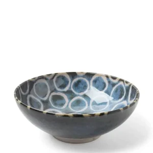 MIYA Company Shallow Bowls | Rustic White Circles 8.5