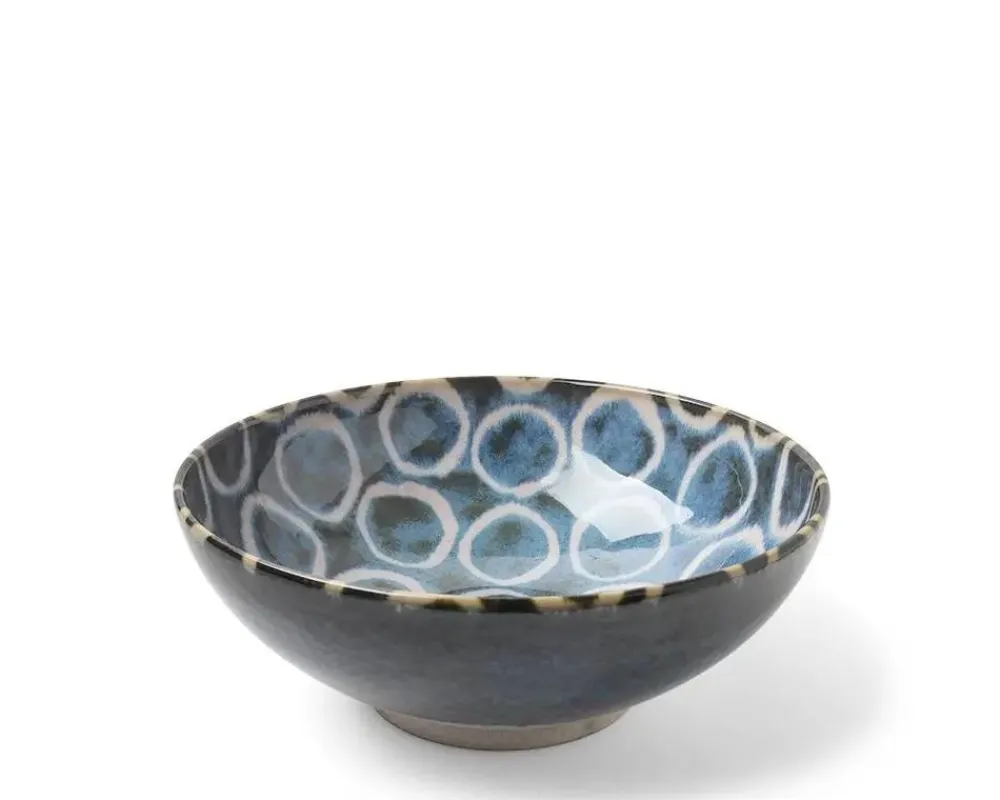 rustic_white_circles__shallow_bowl_2-1.webp MIYA Company Shallow Bowls | Rustic White Circles 8.5" Shallow Bowl
