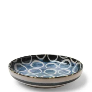 MIYA Company Shallow Bowls | Rustic White Circles 7.75