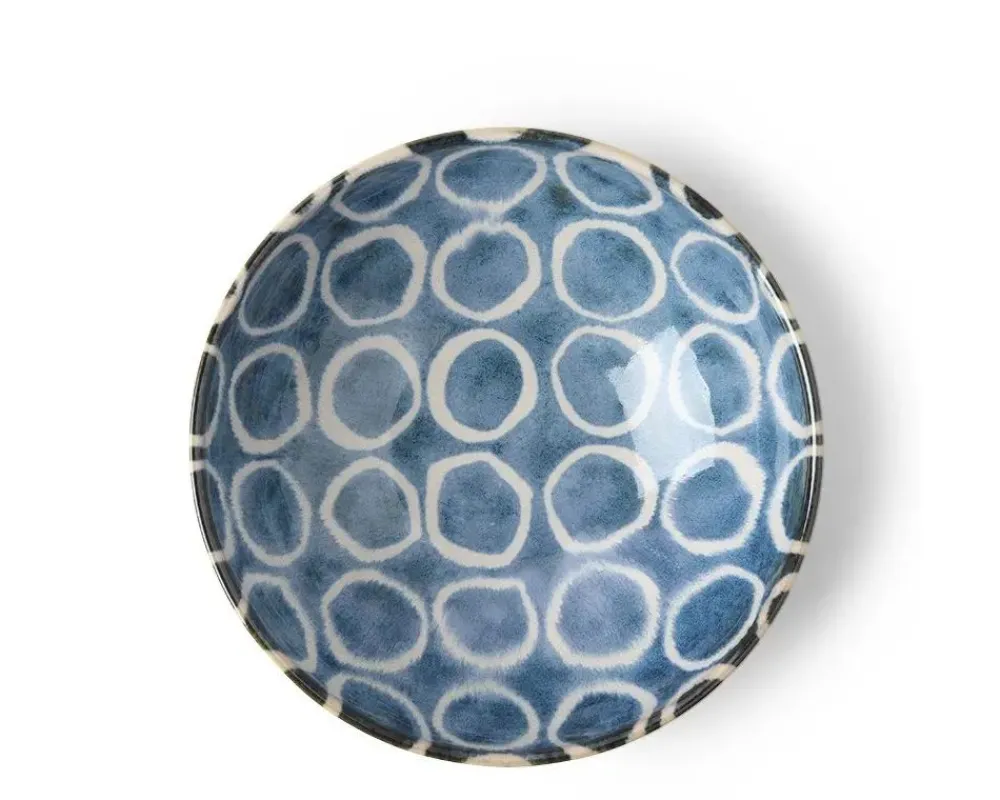 rustic_white_circles__shallow_bowl_3-1.webp MIYA Company Shallow Bowls | Rustic White Circles 8.5" Shallow Bowl