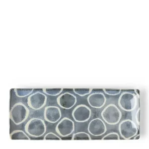 MIYA Company Medium Plates | Rustic White Circles Rectangle Plate