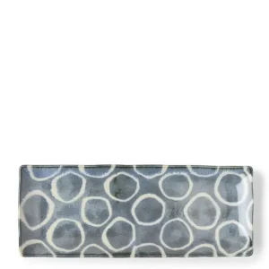 MIYA Company Medium Plates | Rustic White Circles Rectangle Plate