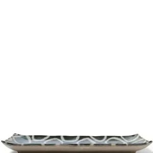 MIYA Company Medium Plates | Rustic White Circles Rectangle Plate