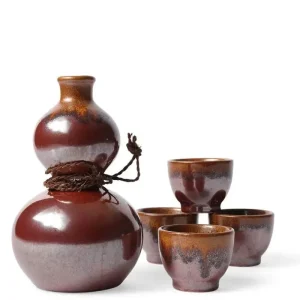 MIYA Company Sake Sets | Sake Set Tetsuaka Kin Nagashi