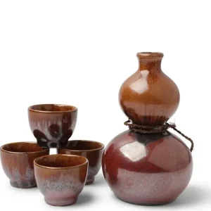 MIYA Company Sake Sets | Sake Set Tetsuaka Kin Nagashi