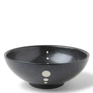 MIYA Company Large Bowls | Satin Black White Dots 8-3/8" Bowl