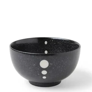MIYA Company Medium Bowls | Satin Black White Dots 5-1/8" Bowl