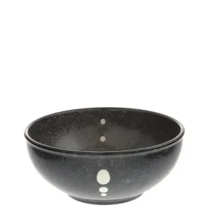 MIYA Company Medium Bowls | Satin Black White Dots 6-1/4" Bowl