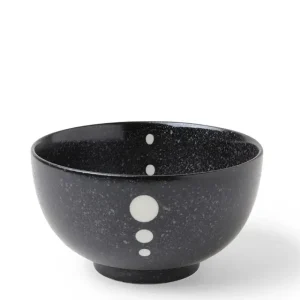 MIYA Company Medium Bowls | Satin Black White Dots 5-1/8" Bowl