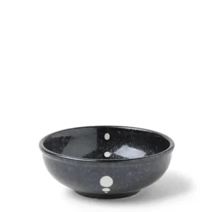 MIYA Company Sauce Dishes | Satin Black White Dots Sauce Bowl