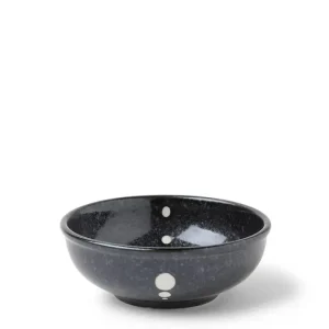 MIYA Company Sauce Dishes | Satin Black White Dots Sauce Bowl