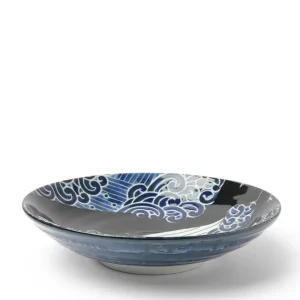 MIYA Company Bowls | Shallow Bowl Blue Whale Waves 8-1/2