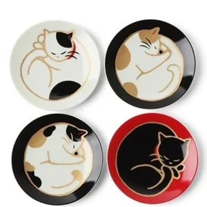 MIYA Company Plates | Sleepy Cat 3.5" Mini Plate Set/4