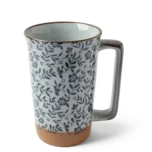 MIYA Company Mugs | Tall Mug Blue Floral 12 Oz.