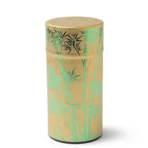 MIYA Company Teaware Accessories | Tea Canister Gold/Green Foil Bamboo