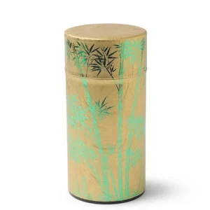 MIYA Company Teaware Accessories | Tea Canister Gold/Green Foil Bamboo