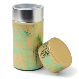 MIYA Company Teaware Accessories | Tea Canister Gold/Green Foil Bamboo
