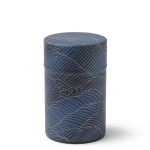 MIYA Company Teaware Accessories | Tea Canister Indigo Gold Waves