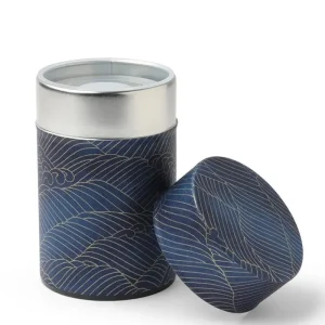 MIYA Company Teaware Accessories | Tea Canister Indigo Gold Waves