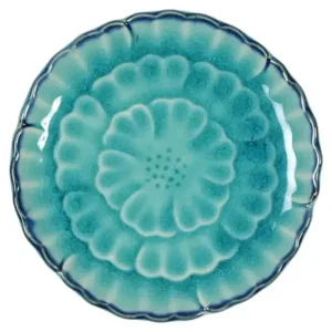 MIYA Company Small Plates | Turquoise Blue Flower 4.75" Plate