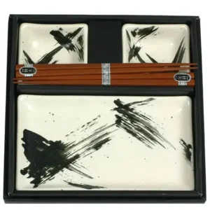 MIYA Company Plate Sets | White Brush Stroke Sushi Set